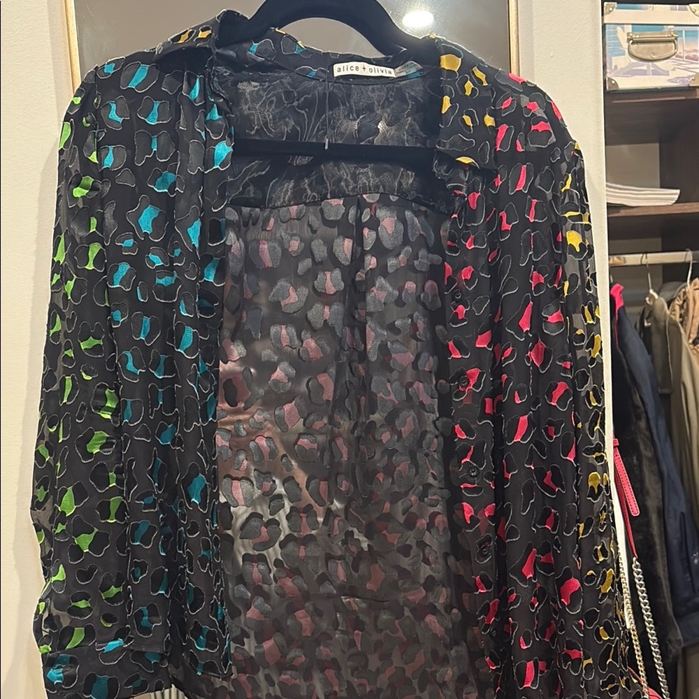 Alice + Olivia Colorful Sheer Blouse